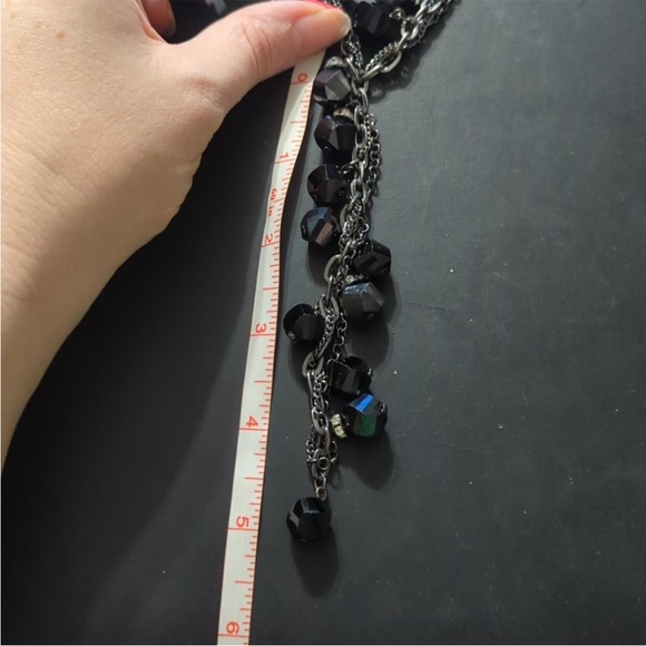 Simply Vera Wang Gunmetal Black Chain Crystal Y Shape Dangle Statement Necklace - Picture 5 of 6